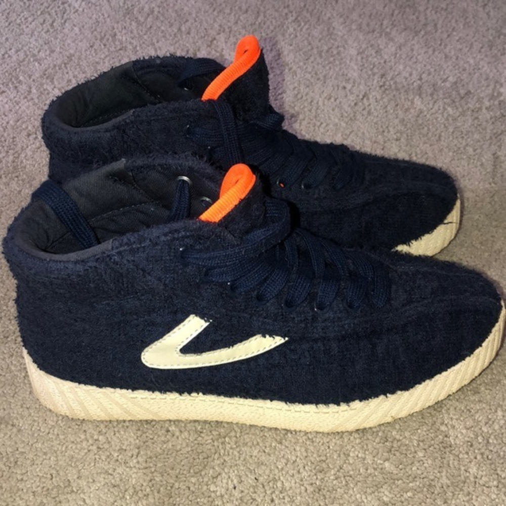 Tretorn X Andre 3000 Navy Blue Textured Terrycloth‎ Sneakers Shoes Women’s 6.5